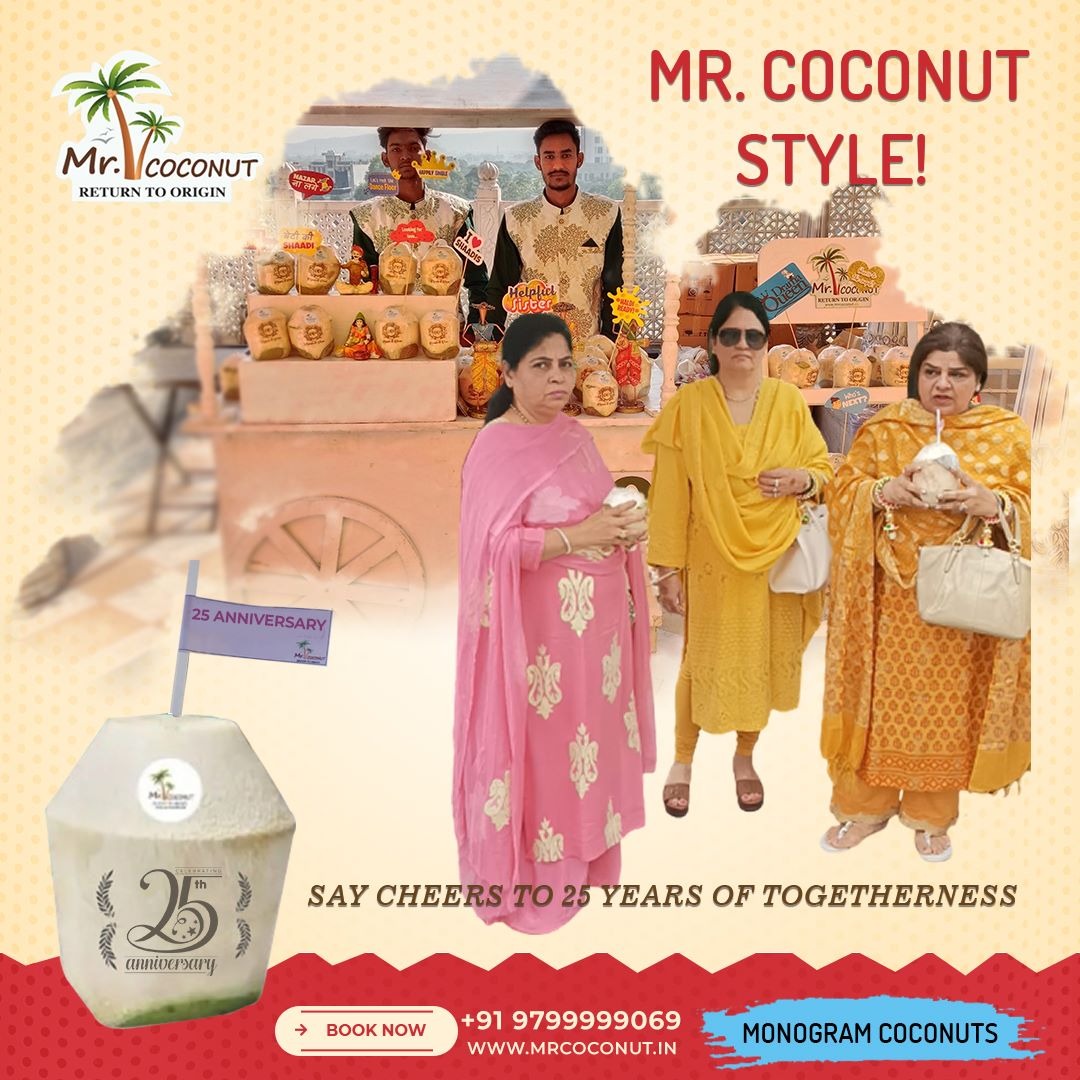 25th Wedding Anniversary Drink Ideas - Say Cheers to 25 Years of Togetherness, Mr. Coconut Style with Monogram Coconuts