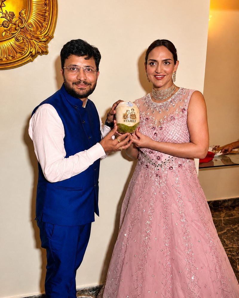 Sonu Sood with Mr. Coconut portrait-engraved coconuts